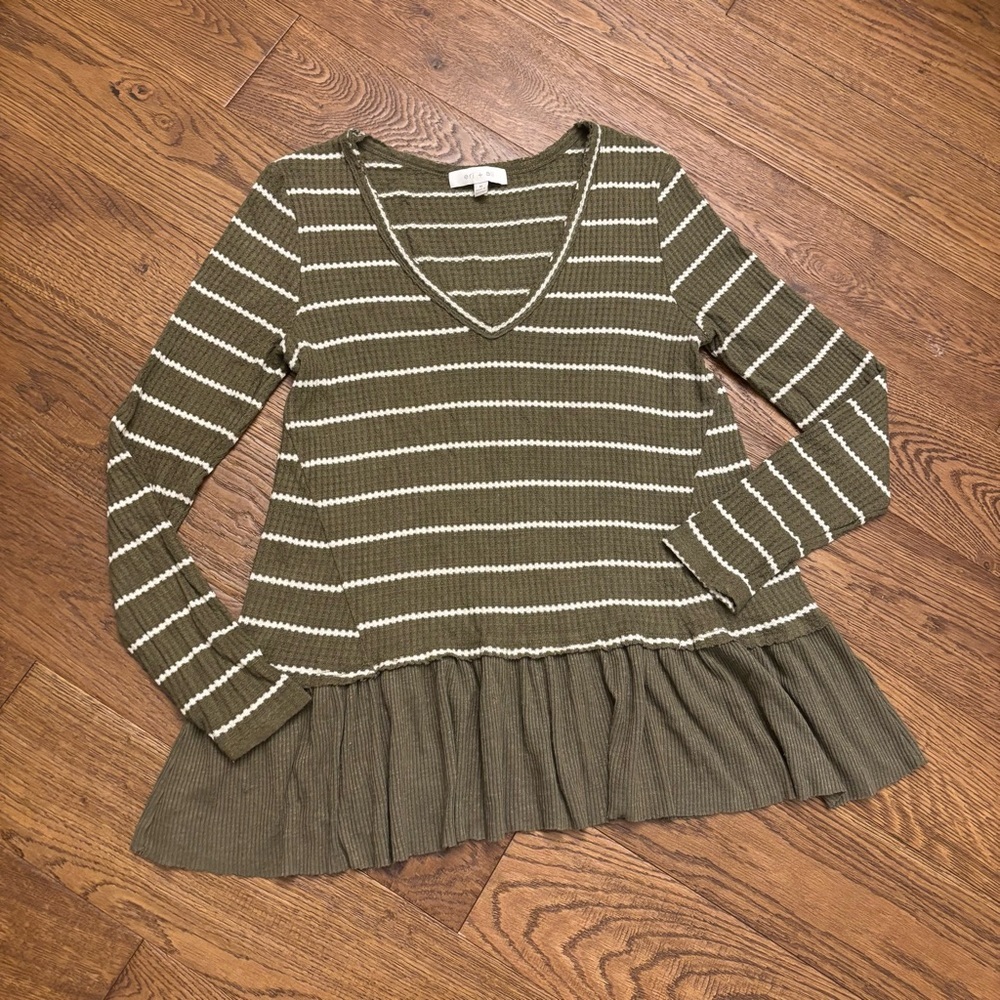 Anthropologie EritAli Striped Tallie Peplum top - Picture 5 of 10